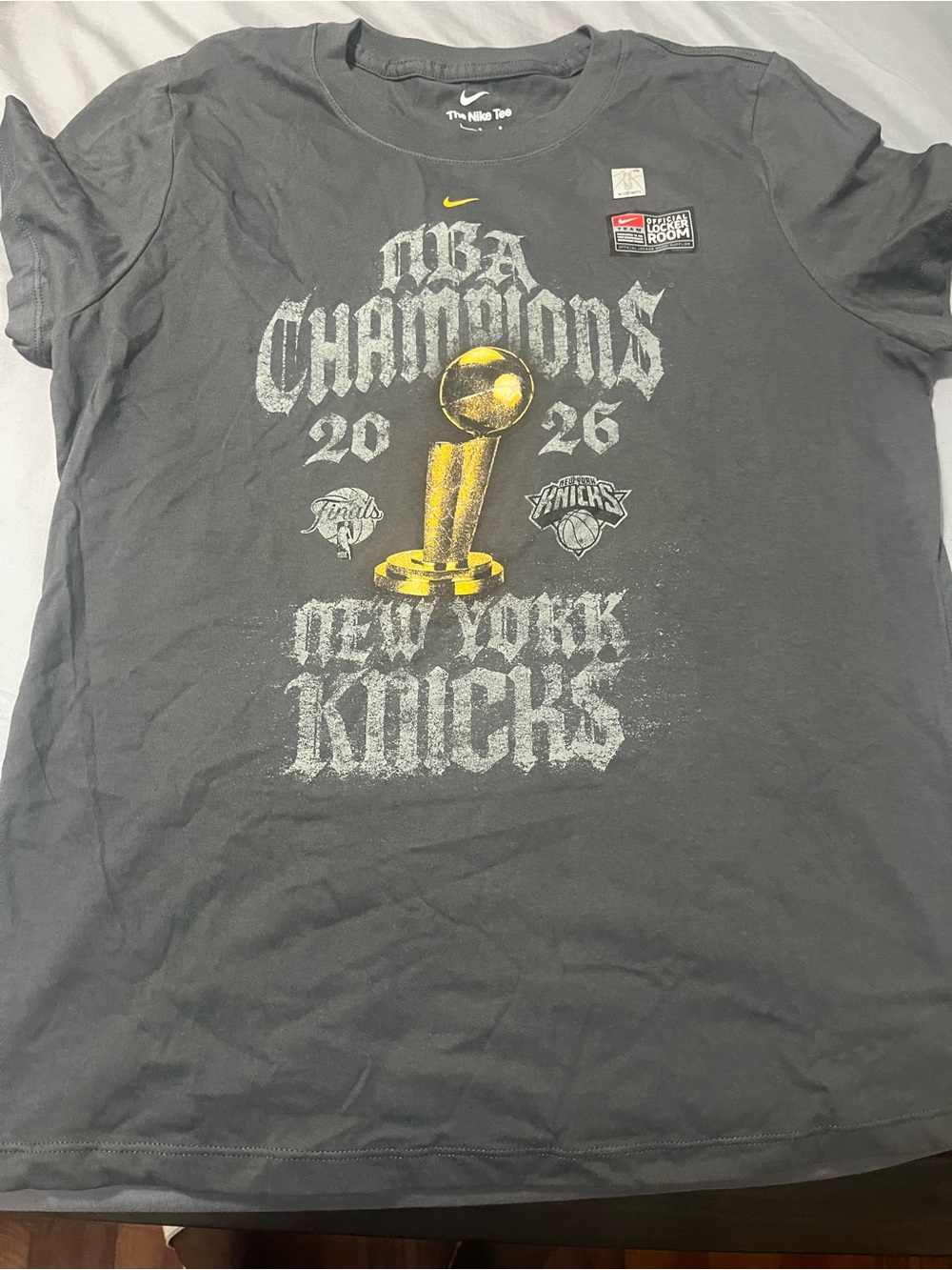 Nike Gray Graphic NBA Champions Tee with Yellow Trophy